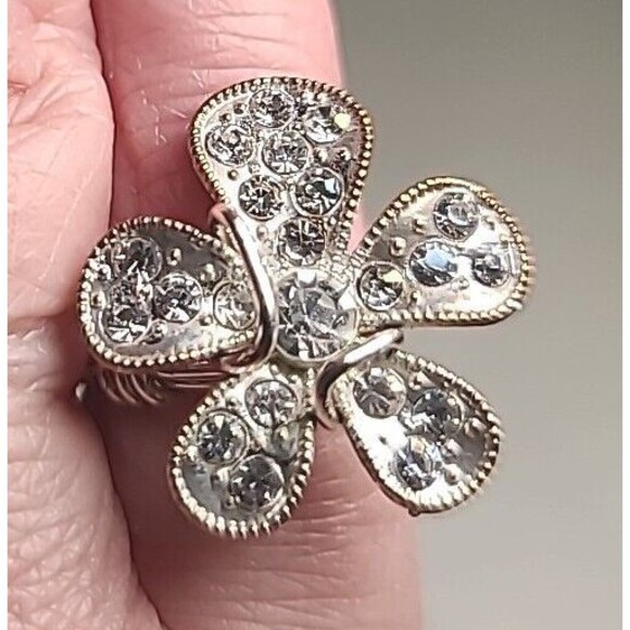 NEW Handmade Wire Wrapped Ring Silvertone Statement Beautiful Size 6.5 - Picture 6 of 6